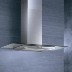 مروحة شفط ديكور ستانلس ستيل مع زجاج، عرض 90 سم، قوة شفط 900 م³، أزرار كبس