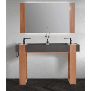Two Basins Marble Top Bathroom Washbasin 150 cm, Gray | Al Muhaidib Sanitary and Ceramic