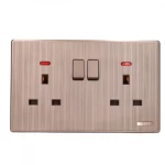 فيش مجوز مع مفتاح، 220 فولت، قدرة 13 أمبير، مقاس 14 × 7 سم، لون رمادي مطفي 