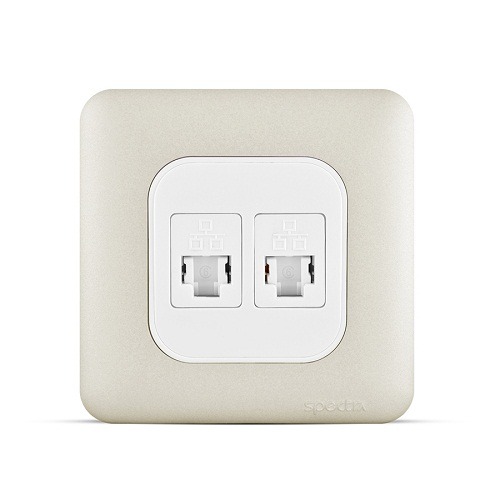 Computer Socket with Shutter 2 Gang 7x7cm Champagne Color | Spectra