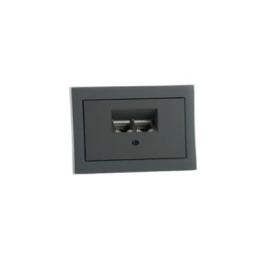 Double Data Socket K1, Size 7×14 cm, Black Finish | N0644B
