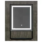 مراية حمام ليد مستطيل الشكل مع اطار الومنيوم ورف اسود ، مقاس 60×90 سم، سماكة 4 مم