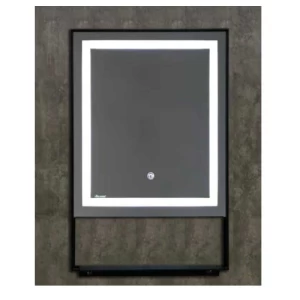 LED Bathroom Mirror 60x90cm, Rectangular Aluminum Frame with Black Shelf, 4 mm Thickness | Al Muhaidib Sanitary and Ceramic