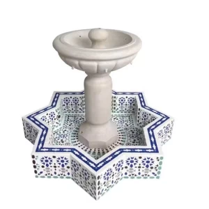 نافورة بطراز اندلسي مع حوض حجم 127×127×95.5 سم، أزرق، 220 فولت | مؤسسة زهرة الريان