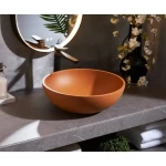 Counter Porcelain Wash Basin Width 14.5 cm Length 44 cm, Vico Model, Brown Color  