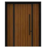 Aluminum gate for exterior entryways, weather-resistant, black with brown color, model 82