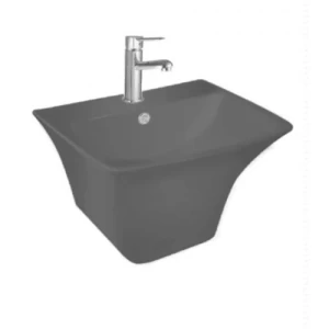 Gray Ceramic Wall Mounted Single Basin Washbasin, 53x44x36 cm, Square | Al Muhaidib Sanitary and Ceramic