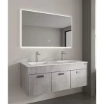 Modern Plywood Double Decorative Wash basin, Width 120 cm, Depth 48 cm, Height 50 cm, With LED Mirror, Light Grey