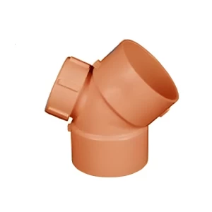 كوع UPVC زاوية 45° بسدة فحص مقاس 160 mm، طول 269 mm، لون برتقالي | Cosmoplast Company