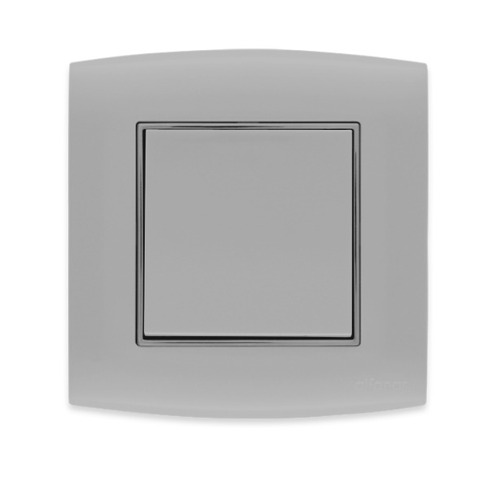 Electrical Light Switch 1 Gang 2 Way 20 Amp Omnia 7×7 cm Grey with Grey Ring | Al Fanar