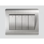 مفتاح رباعي، مقاس 7×7 سم، 10 أمبير، لون ستيل