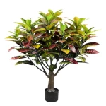 شجيرة زهرة الكروتون الصناعية، طول 150 سم، لون أخضر وارجواني 