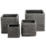 أصيص بوليريسين اسمنتي، أبعاد 48×52×52 سم، لون رمادي غامق، شكل مربع