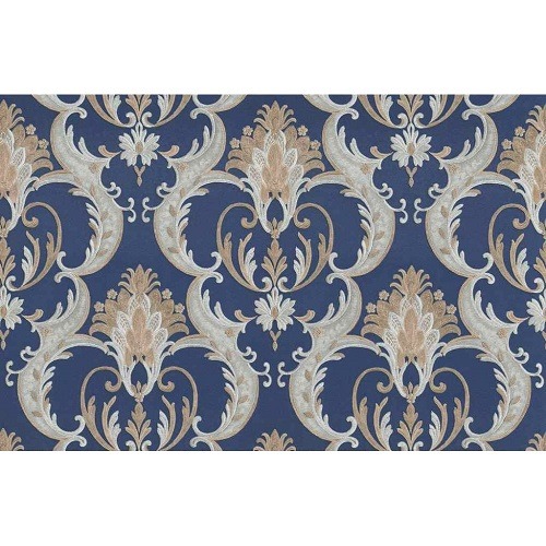 Italian Wallpaper Navy Blue with Beige, 10m x 1.06m, Model 82004 | Balbaid Decor Company