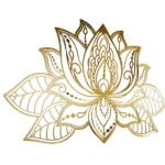 لوحة زخرفية معدنية زهرة اللوتس، لون ذهبي، عرض 68 سم، ارتفاع 44 سم