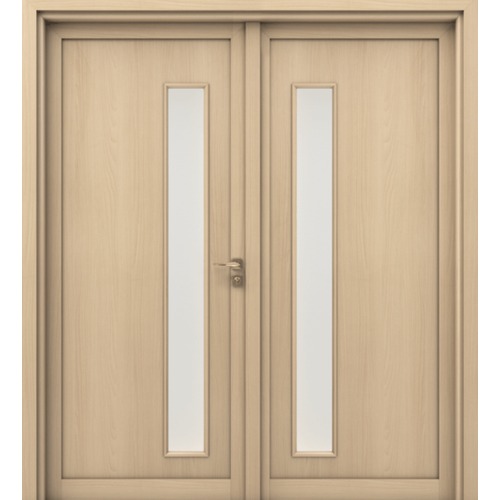 Double Door Wood Plastic Composite (WPC) 220x235 cm, 6 cm Thick, Light Wood | WPC-GD05