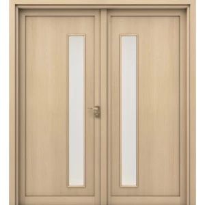 Double Door Wood Plastic Composite (WPC) 220x235 cm, 6 cm Thick, Light Wood | WPC-GD05