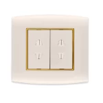 فيش كهرباء مزدوج 16 أمبير الفنار موديل أمنية المقاس  7x7 اللون ذهبى بحلقة ذهبى