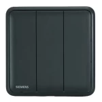 مفتاح انارة ثلاثي 10 امبير، اسود، 86×86 مم، 250 فولت، ماركة سيمنز (دلتا سيتا) 