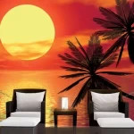 Decorative wall mural sea design, Size 300 cm x 280 cm, red color