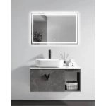 Ceramic Marble Top Decorative Washbasin, Size 90 cm, Gray Color, With Wooden Cabinet