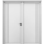 Double Wooden Entrance Door with Premium Design, Wooden White Color, Size 220 × 235 cm, Model Number BM02