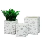 Fiberglass Flower vase, Square Shape, White , Dimensions 30×30×28.5 cm