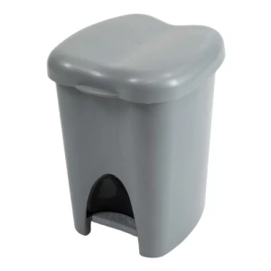 Plastic Waste Bin with Step, Large Size, Gray Color, Model PI5FQ | AL-FURIDI FACTORY FOR PLASTIC INDUSTRIES
