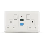 فيش RCD مزدوج بمفتاح ثنائي القطب 13 امبير، ابيض، 7×14 سم | سبكترا