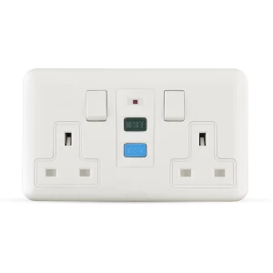 فيش RCD مزدوج بمفتاح ثنائي القطب 13 امبير، 7×14 سم، ابيض | SPECTRA