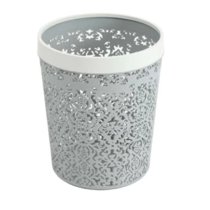 HDPE Decorative Plastic Waste Bin White, Model ZFVRI | AL-FURIDI FACTORY FOR PLASTIC INDUSTRIES