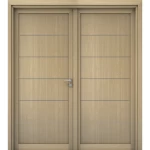 Premium Luxury Wooden Entrance Door, Double, Size 220 × 235 cm, 6 cm Thickness, Beige, Product Number M01
