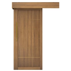 باب سحاب بريميوم خشب صلب 110×265 سم، سمك 6 سم، بيج غامق | موديل GM01