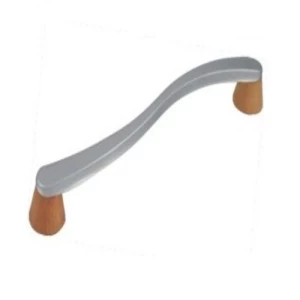Kitchen Pull 64 mm Matte Nickel & Beech Wood Finish Zinc | Kitchen Line Group