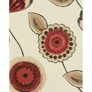 Floral Wall Covering 10m x 0.53m Beige and Red Color, Model 20601 | Balbaid Decor Company