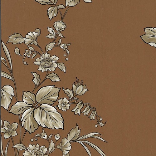 Wallpaper Floral Design Brown with Brown and White Roses, Size 10m×53cm | Luxury line