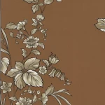 ورق حائط تصميم ورود، لون بني مع ورود بني وابيض، مقاس 10 م×53 سم