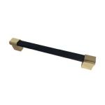 ماسكة خزانة مطبخ ستانلس ستيل مستطيل الشكل، طول 16 سم، لون ذهبي واسود | روائع المطابخ