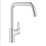 جروهي خلاط مغسلة كلاسيكي بمقبض واحد صنبور شكل يو، مجموعة يوروسمارت، 1/2 بوصة، كروم