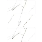 سيراميك بورسلان للأرضيات، مظهر رخامي، الأبعاد 60 × 60 سم، لون أبيض