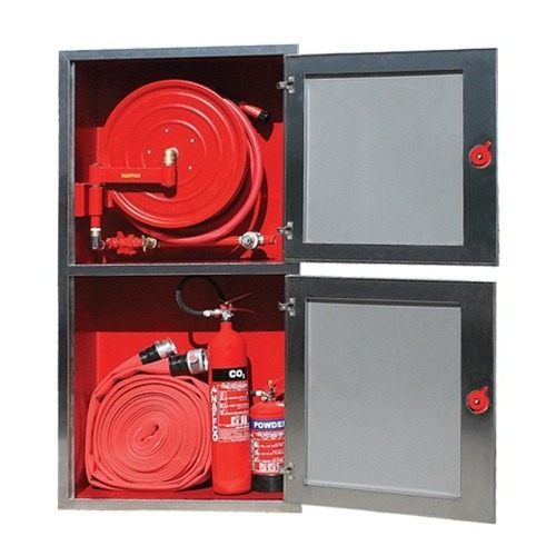 Vertical Fire Hose Reel Cabinets NF RSMG 900 1600x800x300 mm Recessed Double Door Full Glazing | NAFFCO
