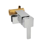 Square Concealed Shattaf Mixer With Full Brass Cartridge, Chrome Color
