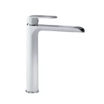 Long Washbasin Tap 5×21.6×27.9 cm, Chrome And White Color
