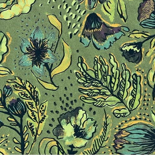 German Floral Wallpaper 10m x 0.53m, Green, Paper Model | Abyat Company