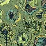 ورق حائط ورود الماني مقاس 10 م× 0.53 م، لون اخضر، موديل بيبر