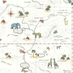 Youth and children wall decoration, light beige color, length 10 m, width 0.53 m, model GK8984  