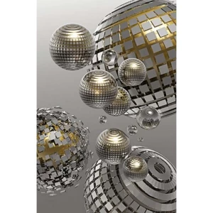 Decorative Wall Mural Modern Design 175 cm × 115 cm Gray and Gold
