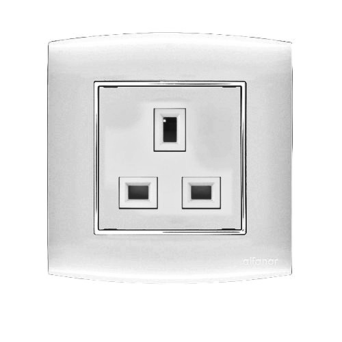 Electrical Switch Socket 1g 13 Amp Omnia 7x7 cm Silver Chrome Ring | Al Fanar