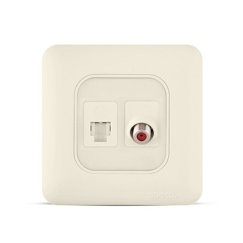 RJ11 6P6C + Angular Satellite Socket Beige, 7x7 cm, SAC605 | Spectra