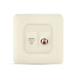 فيش RJ11 6P6C + دش مائل بلون بيج، 7×7 سم، SAC605 | Spectra